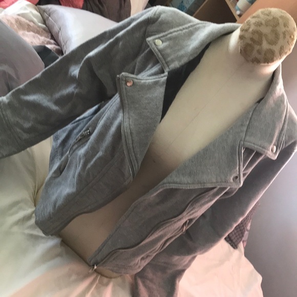 Cynthia Rowley Heather grey moto jacket - Picture 3 of 5